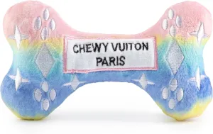 Haute Diggity Dog Pink Ombre Chewy Vuiton Bone, Plush Designer Dog Toys with Interactive Squeaker, Stimulating Pet Enrichment, Machine-Washable & Safe Materials for All Breeds, Size Medium