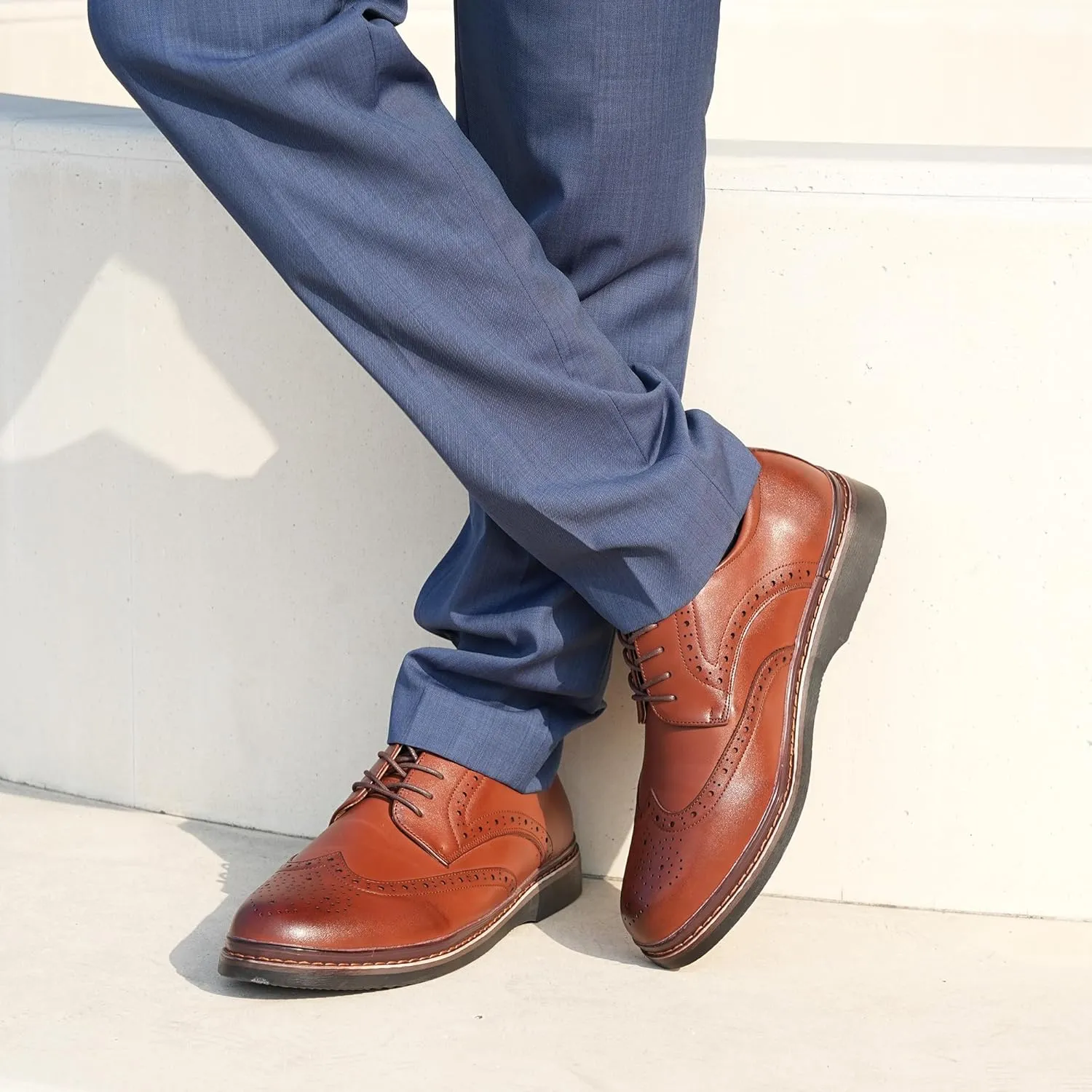 Hawkwell Men's Plus Size Wingtip Brogue Oxfords Dress Shoes US Size 14 15 16 17 18