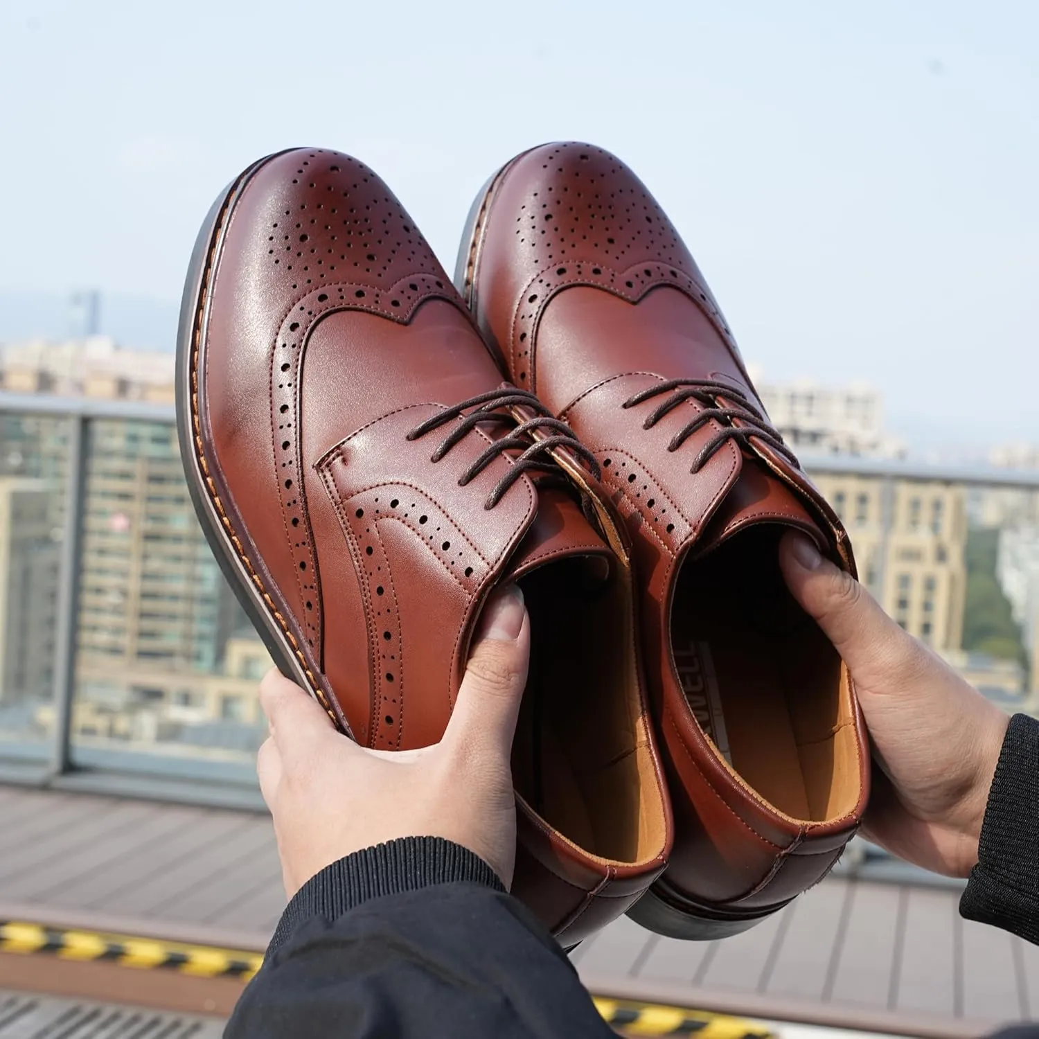 Hawkwell Men's Plus Size Wingtip Brogue Oxfords Dress Shoes US Size 14 15 16 17 18
