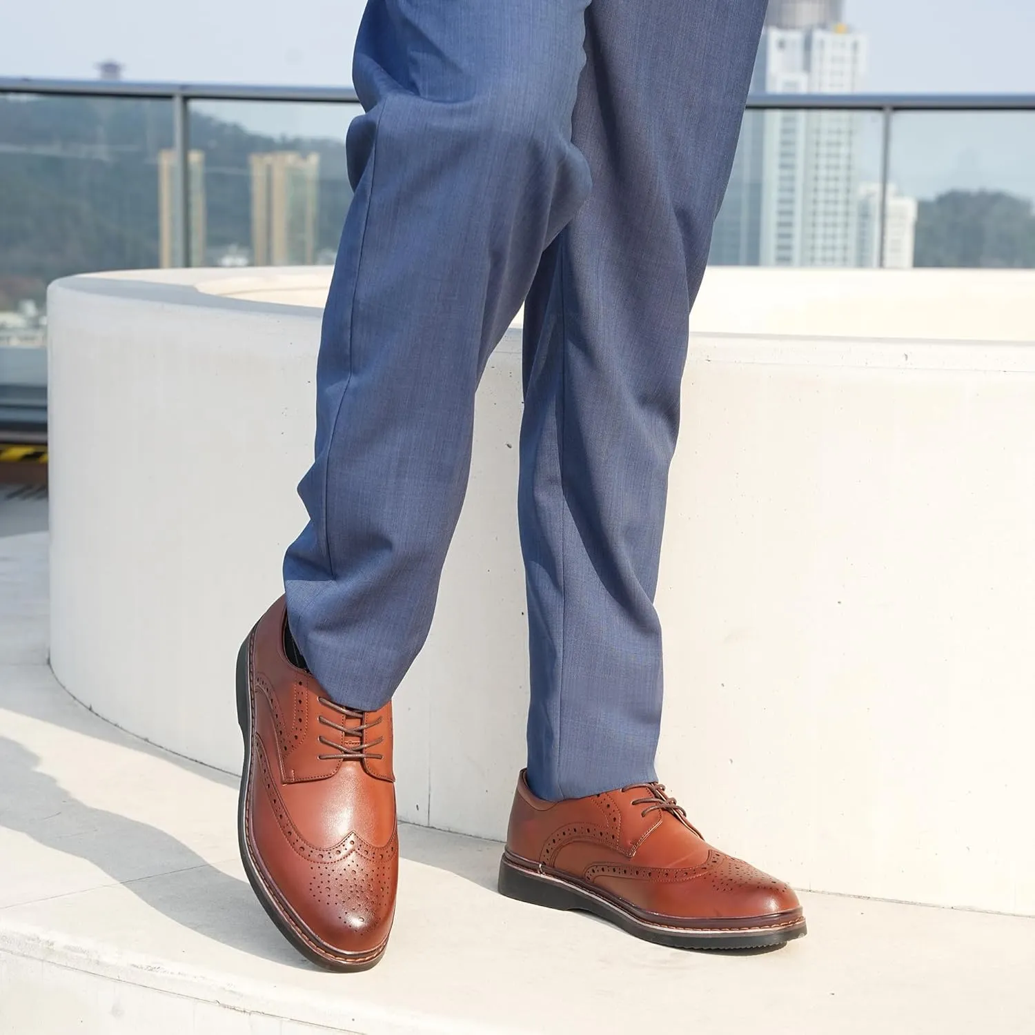 Hawkwell Men's Plus Size Wingtip Brogue Oxfords Dress Shoes US Size 14 15 16 17 18
