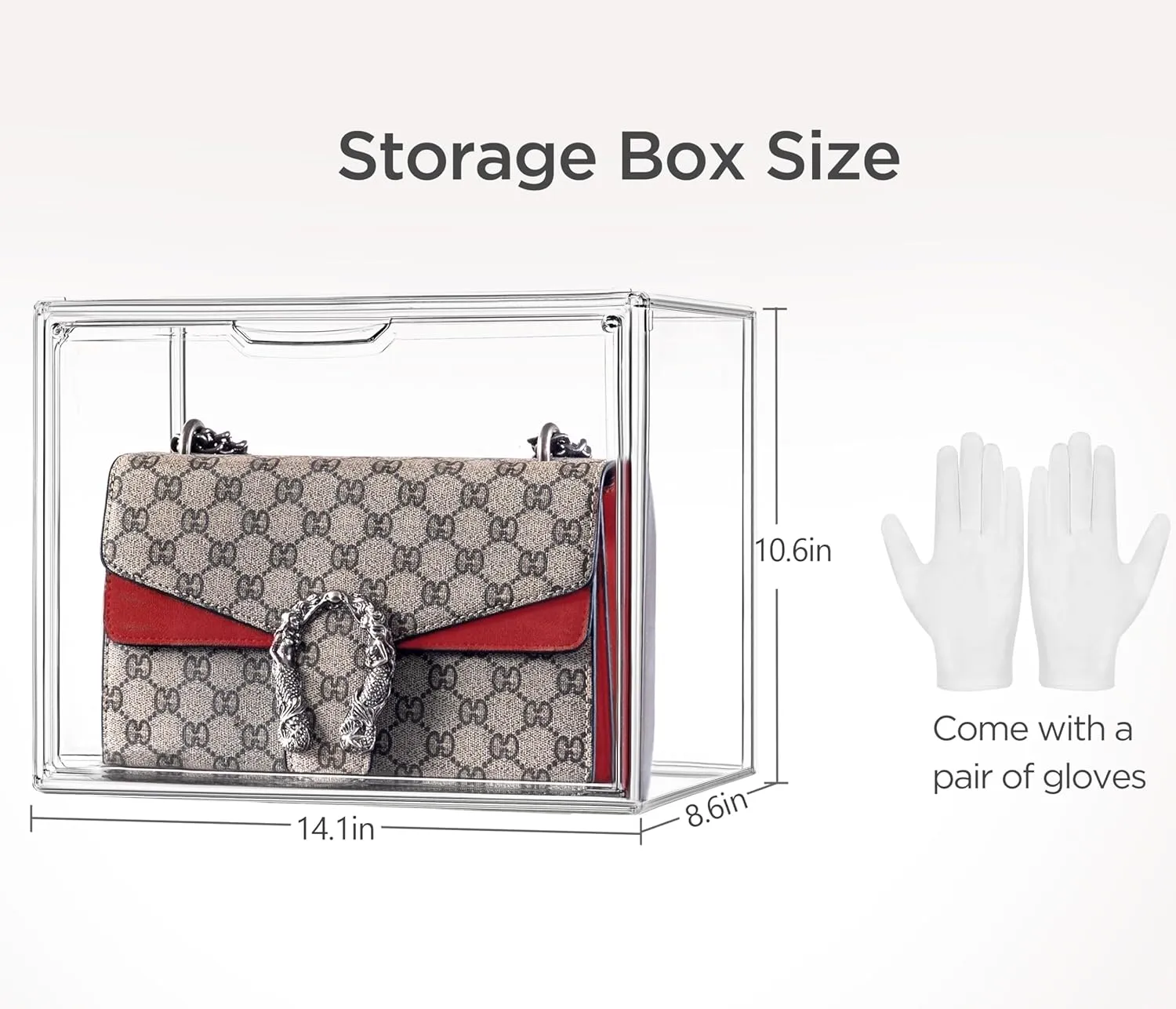 HBlife 6 Pack Purse Storage Organizer for Closet, Large Clear Stackable Handbag Display Case Box with Magnetic Door for Collectibles, Cosmetics, Women Heels and Toys