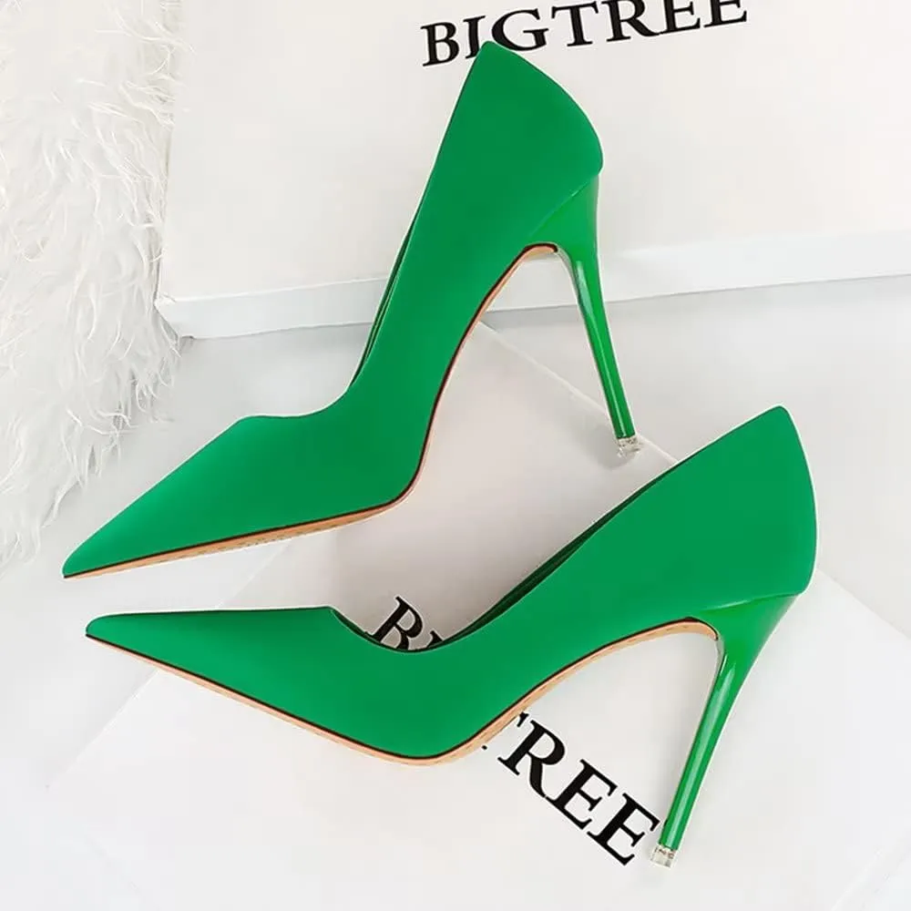 Hee grand Classic Pointed Toe Heels for Women Fashion Suede Stiletto Wedding Party Dress Shoes Office Pumps Lady High Heels