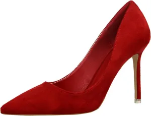Hee grand Classic Pointed Toe Heels for Women Fashion Suede Stiletto Wedding Party Dress Shoes Office Pumps Lady High Heels
