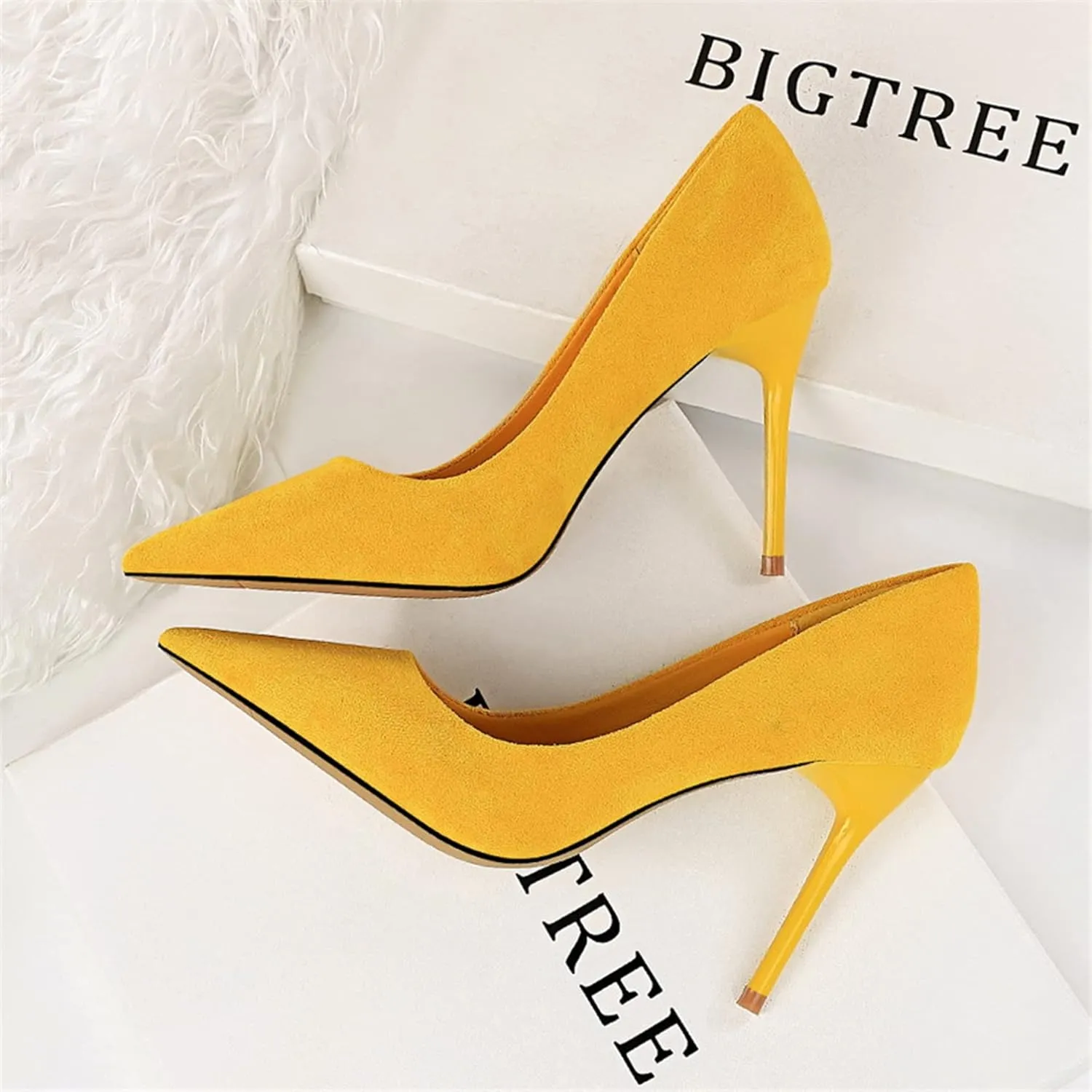 Hee grand Classic Pointed Toe Heels for Women Fashion Suede Stiletto Wedding Party Dress Shoes Office Pumps Lady High Heels