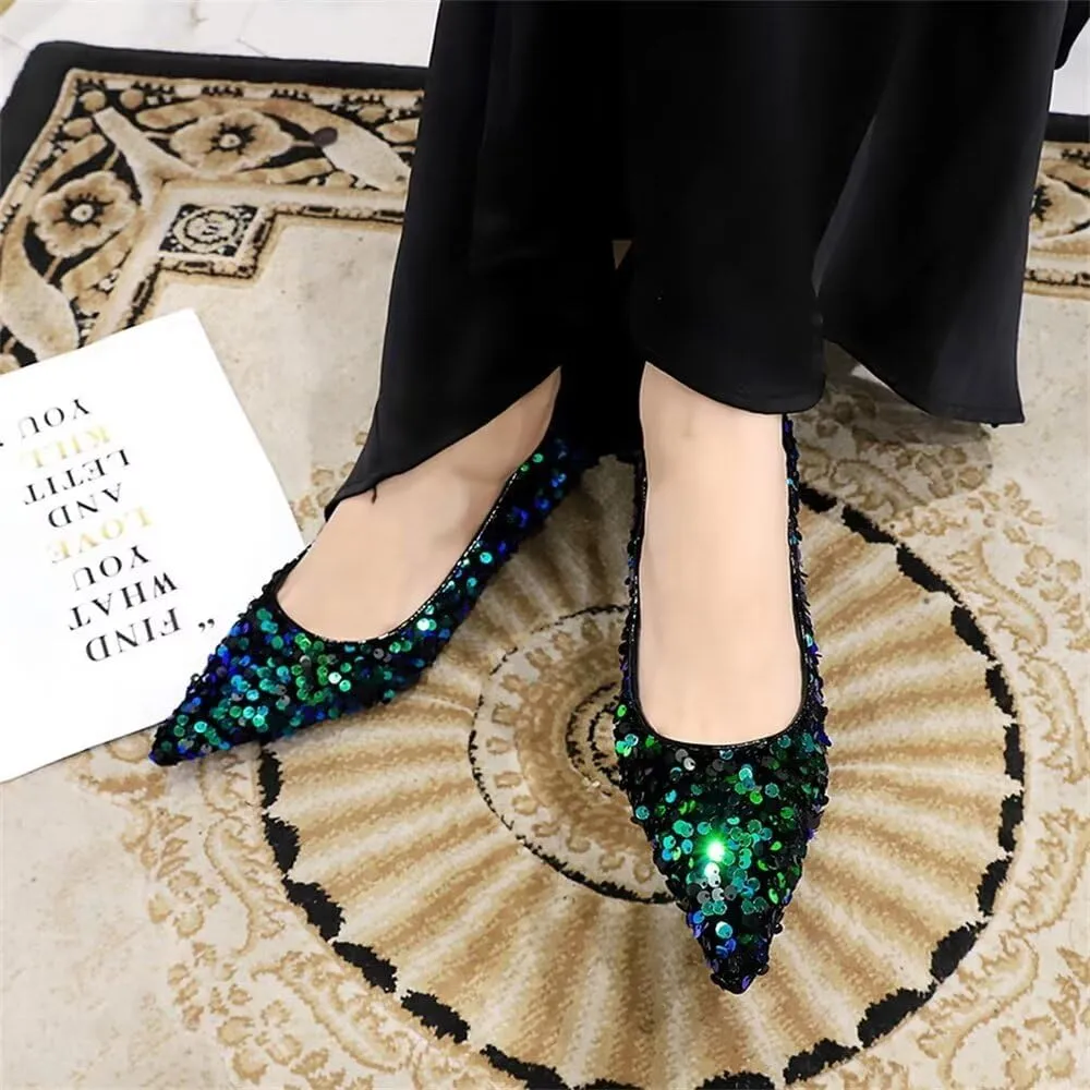 Hee grand Sequins Kitten Heel Sexy Pointed Toe Stilettos Bridal Sparkles Dress Shoes for Wedding Party