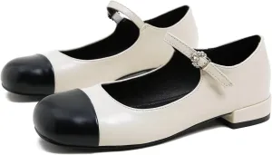 Hee grand Women Mary Jane Chunky Heels Round Toe Ankle Strap Pumps Comfortable Low Block Heel Dress Shoes School Uniform