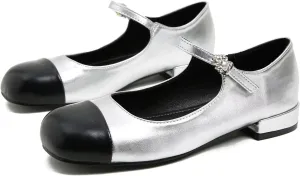 Hee grand Women Mary Jane Chunky Heels Round Toe Ankle Strap Pumps Comfortable Low Block Heel Dress Shoes School Uniform