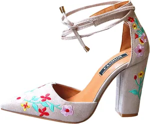 Hee grand Women's Heels Closed Toe Ankle Strap Chunky Block High Heel Sandals Dress Evening Party Platform Pump Shoes