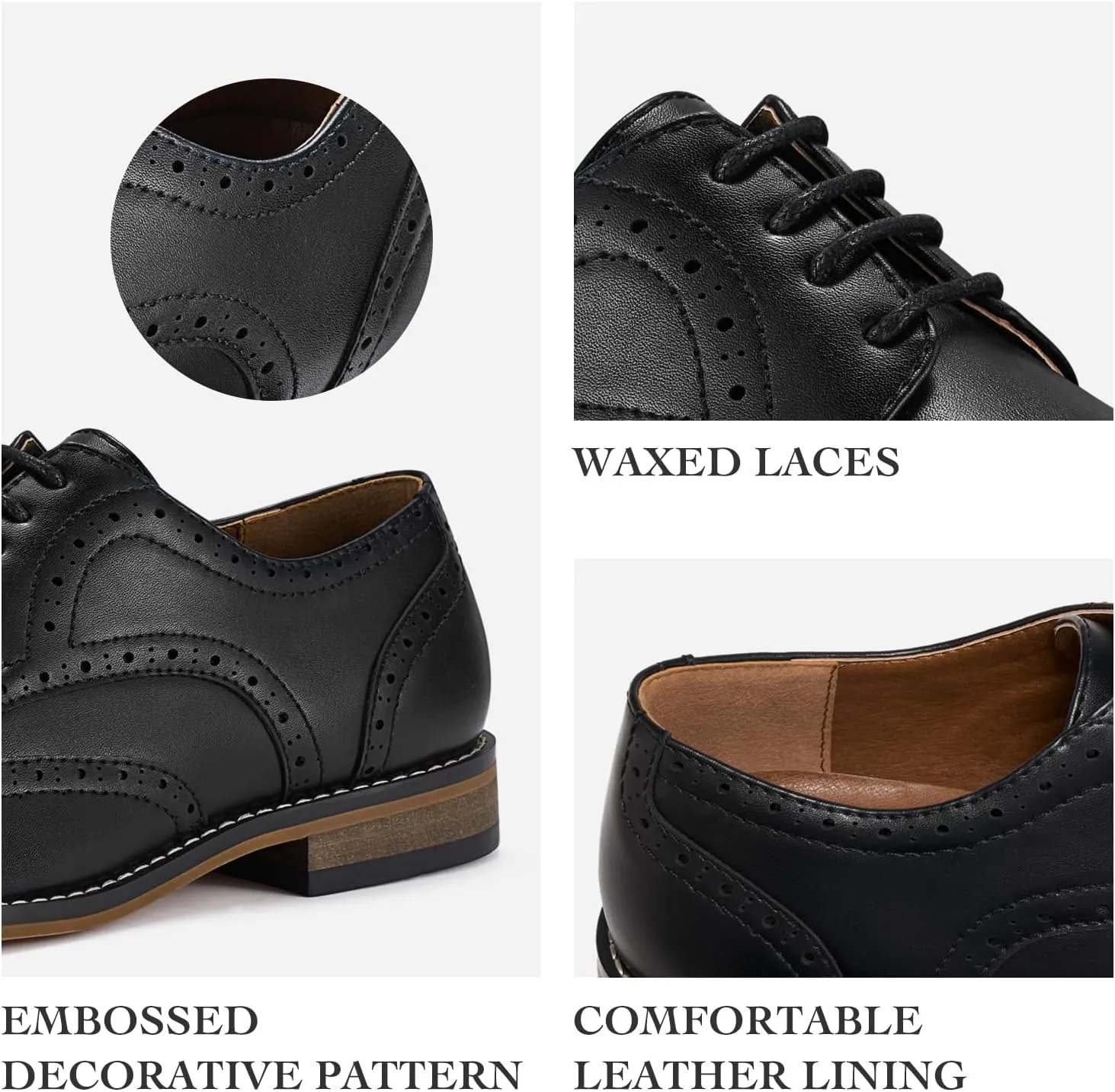 HEEZ Mens Dress Shoes Black Oxford Shoes for Men Wingtip Casual Formal Business Shoe Comfortable Non Slip TPR Outsole