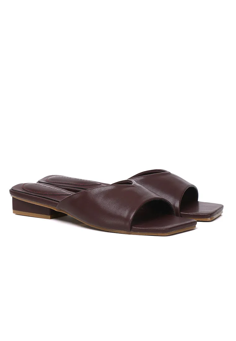 Helisa Slip Ons Sandals (Maroon)