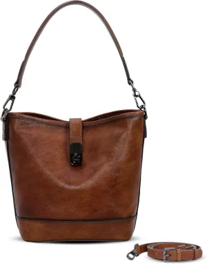 HESHE Leather Crossbody Bags for Women Designer Shoulder Purse Hobo Handbags Bucket Purse Everyday