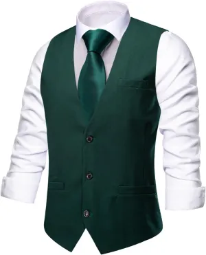 Hi-Tie Mens Plaid Solid V-Neck Suit Vest Slim Fit Waistcoat 3 Pockets Formal Casual Tuxedo for Wedding or Business