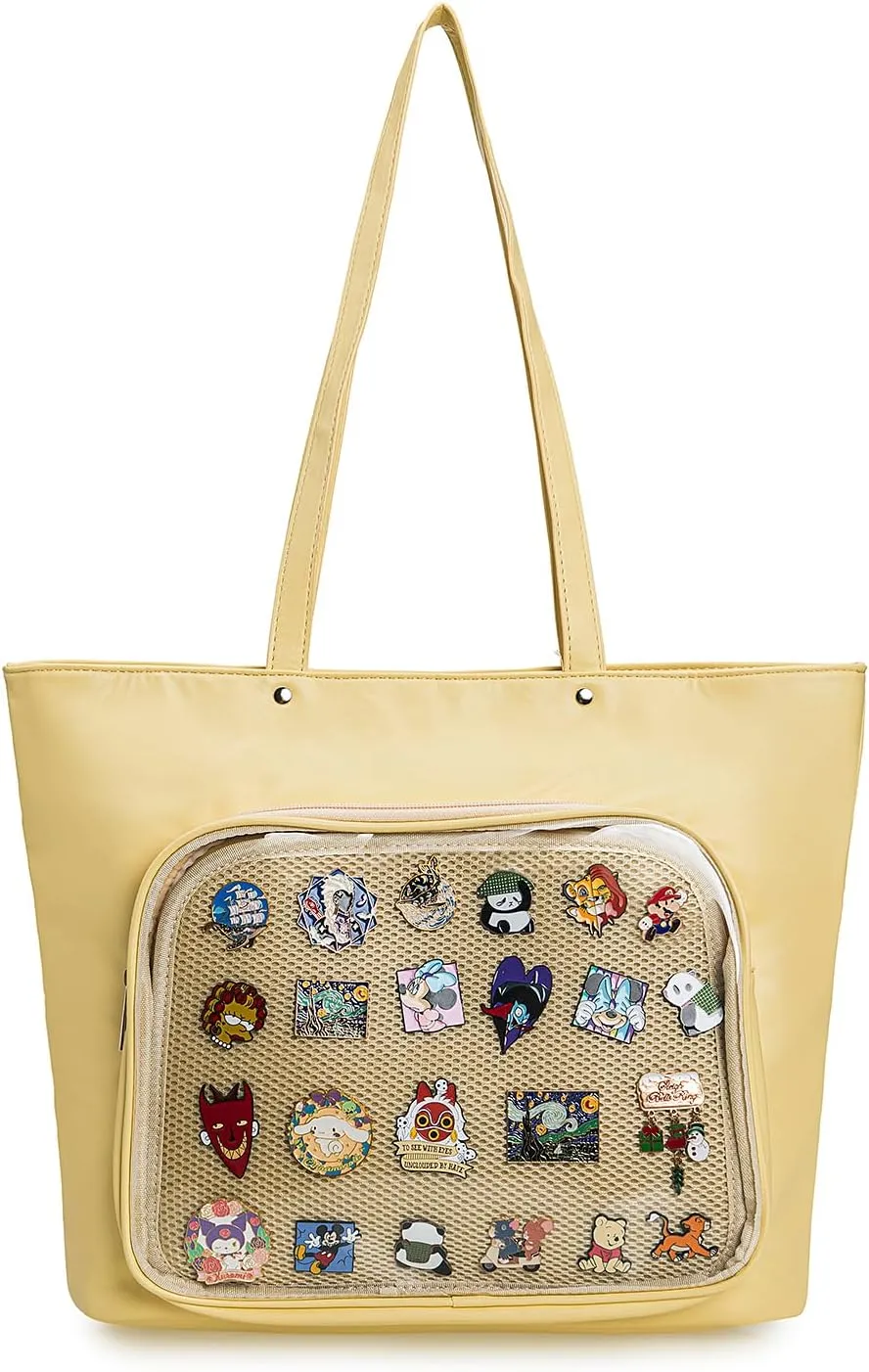 High-Capacity Pins Display Ita Bag Tote bag PU Leather Shoulder Crossbody Bag Purses and Handbags