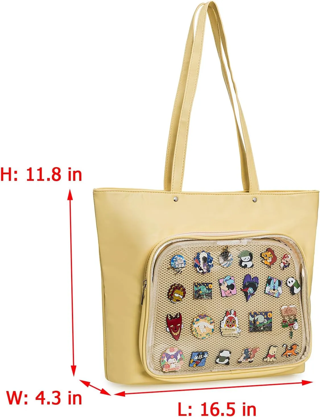 High-Capacity Pins Display Ita Bag Tote bag PU Leather Shoulder Crossbody Bag Purses and Handbags