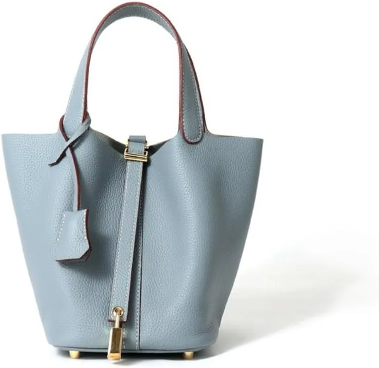 High version leather women's bag, bucket bag, exquisite and high -level head -up cowhide handbag