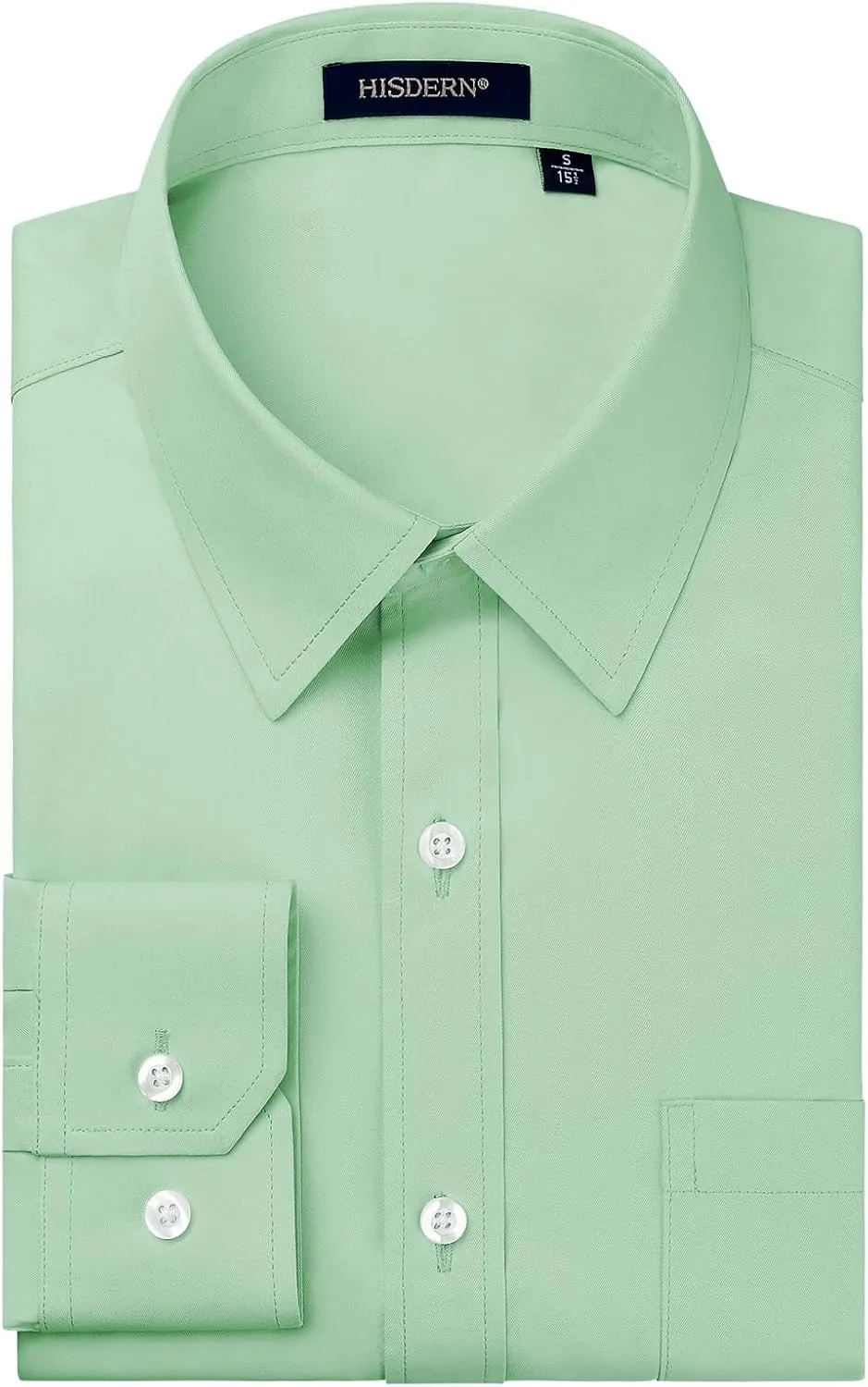 HISDERN Mens Dress Shirts Long Sleeve Button Down Shirts for Men Casual Solid Formal Business Regular Fit Shirt with Pocket