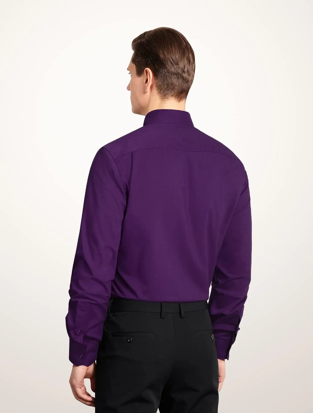 HISDERN Mens Dress Shirts Long Sleeve Button Down Shirts for Men Casual Solid Formal Business Regular Fit Shirt with Pocket