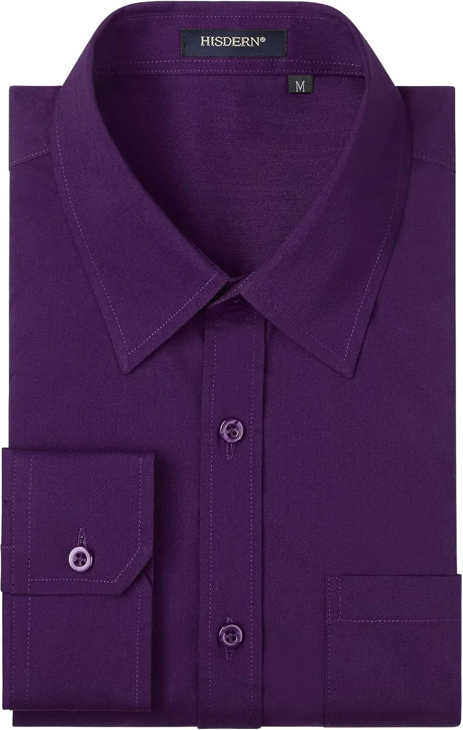 HISDERN Mens Dress Shirts Long Sleeve Button Down Shirts for Men Casual Solid Formal Business Regular Fit Shirt with Pocket
