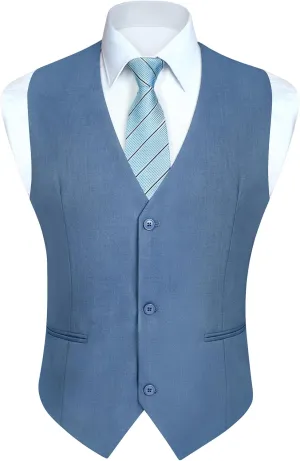 HISDERN Mens Suit Vest Business Casual Dress Waistcoat Vest Solid Color Formal Wedding Vests for Suits or Tuxedo