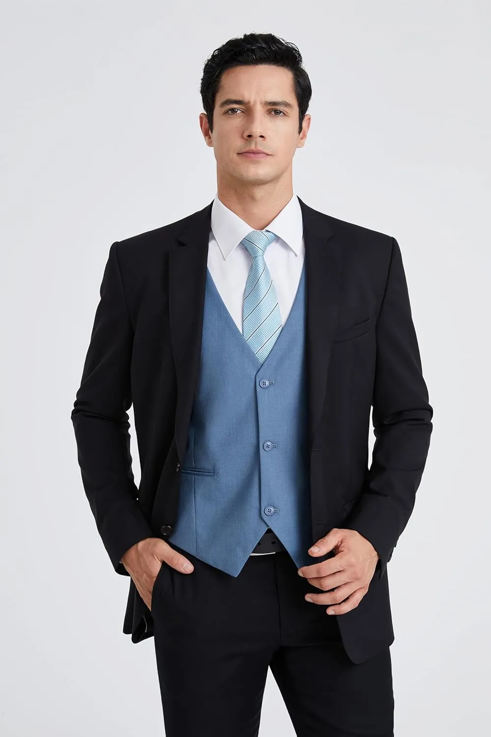 HISDERN Mens Suit Vest Business Casual Dress Waistcoat Vest Solid Color Formal Wedding Vests for Suits or Tuxedo