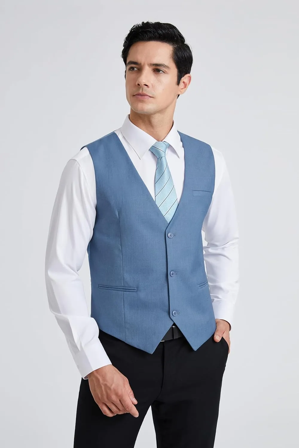 HISDERN Mens Suit Vest Business Casual Dress Waistcoat Vest Solid Color Formal Wedding Vests for Suits or Tuxedo