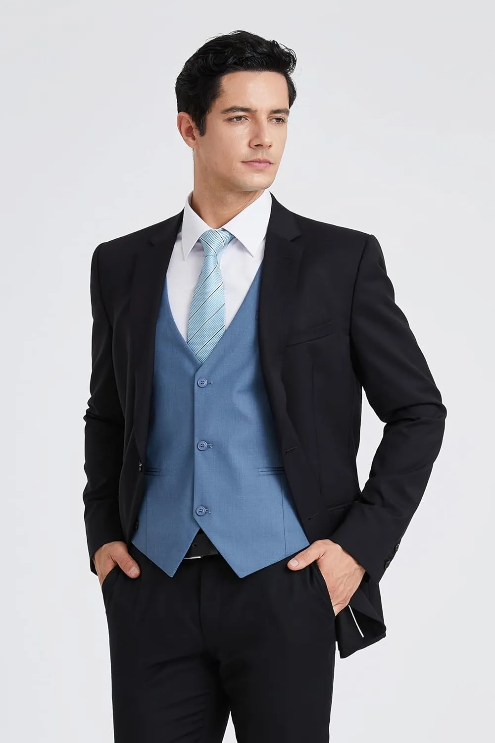 HISDERN Mens Suit Vest Business Casual Dress Waistcoat Vest Solid Color Formal Wedding Vests for Suits or Tuxedo
