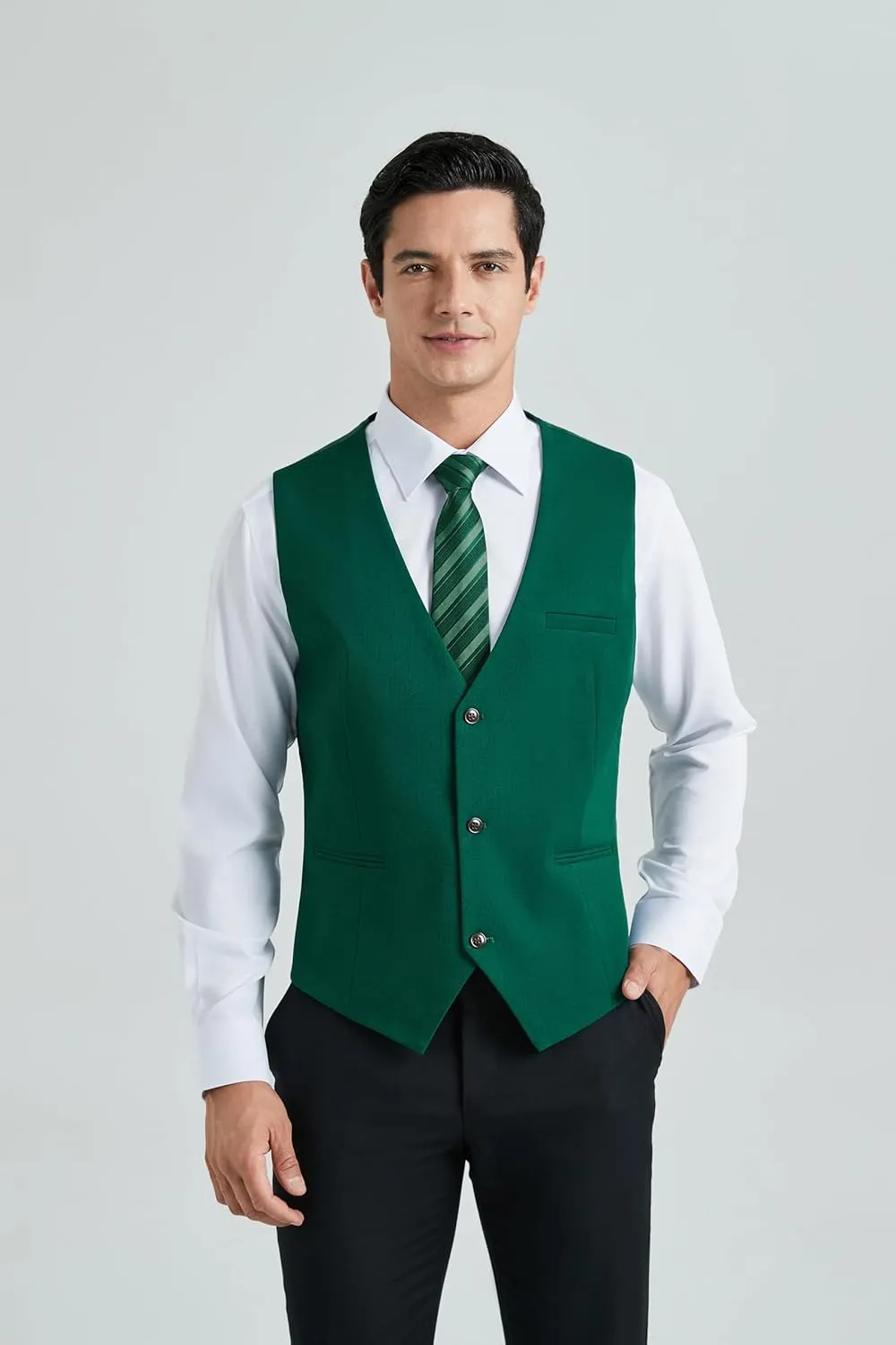 HISDERN Mens Suit Vest Business Formal Dress Vests for Men Solid Color Casual Wedding Tuxedo Party Waistcoat