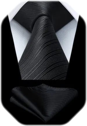 HISDERN Mens Ties Striped Ties for Men Formal Tie and Pocket Square Set Necktie for Wedding Business Graduation