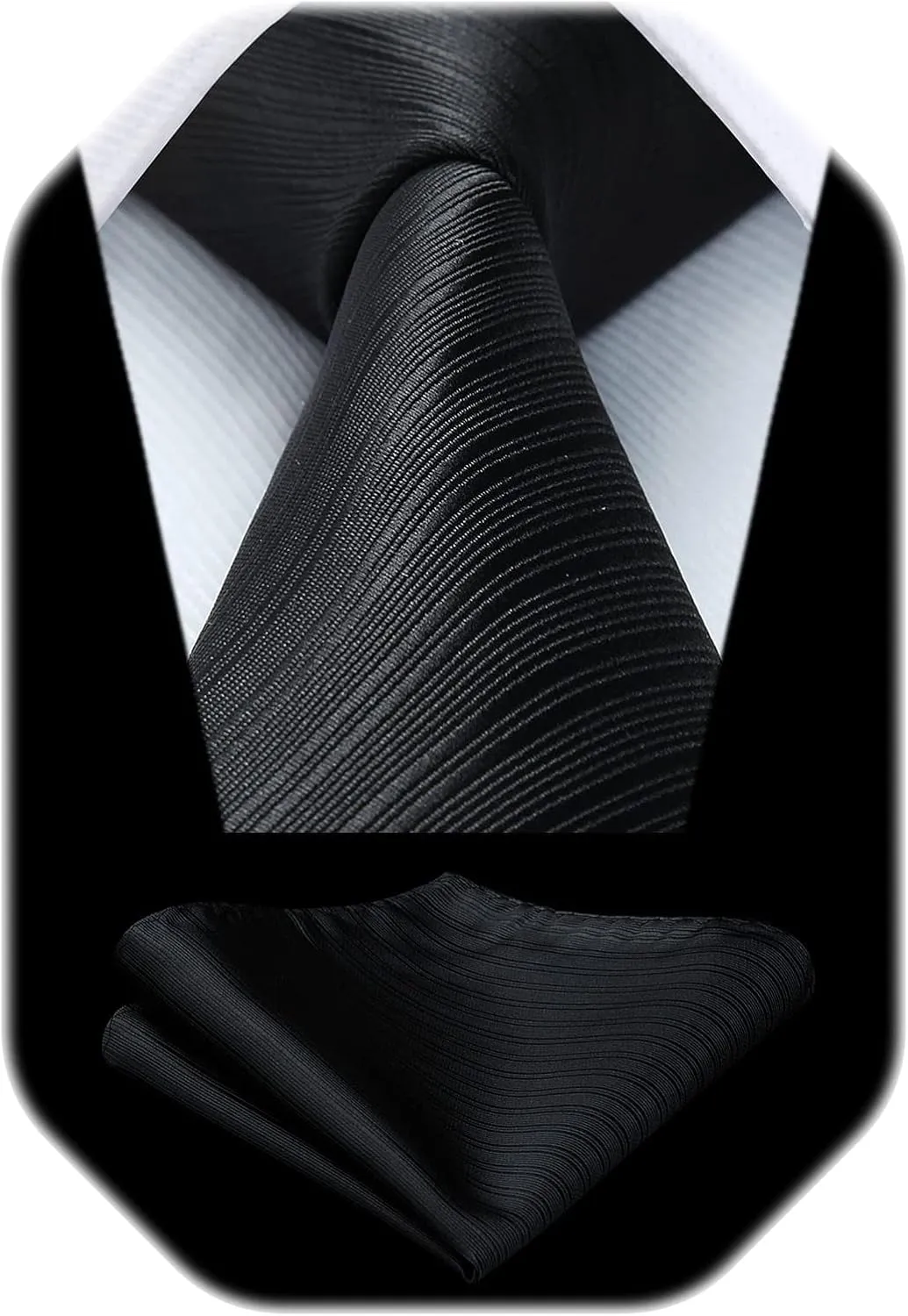 HISDERN Mens Ties Striped Ties for Men Formal Tie and Pocket Square Set Necktie for Wedding Business Graduation