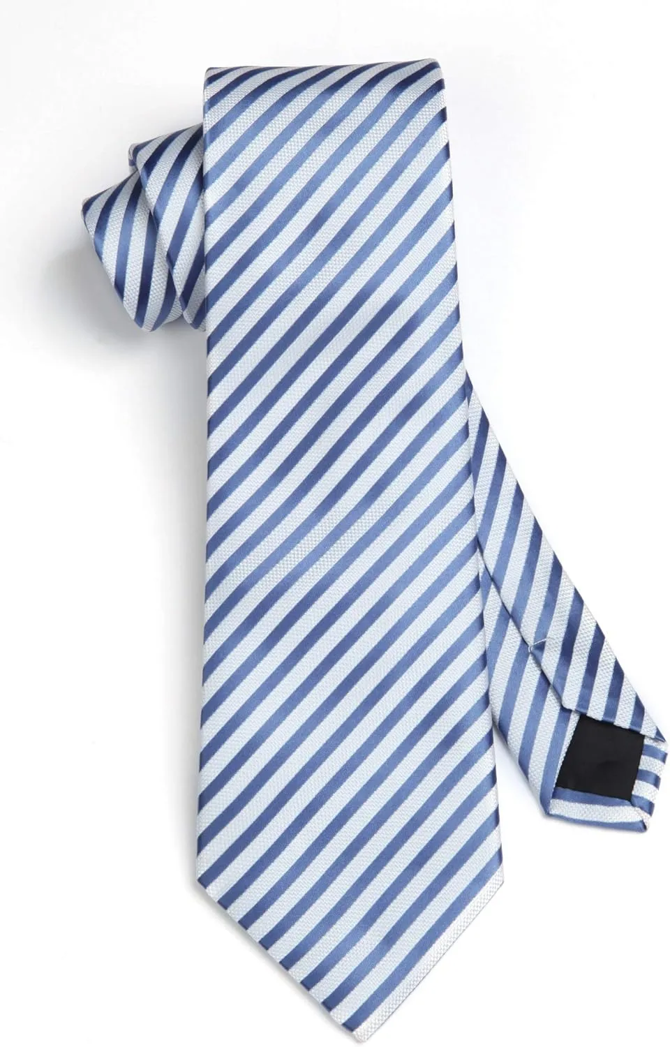 HISDERN Stripe Tie Mens Ties with Pocket Square Set Classic 3.4'' Silk Formal Necktie Handkerchief for Business Wedding