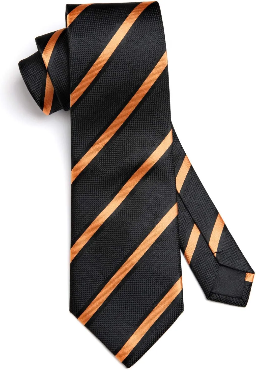 HISDERN Stripe Tie Mens Ties with Pocket Square Set Classic 3.4'' Silk Formal Necktie Handkerchief for Business Wedding