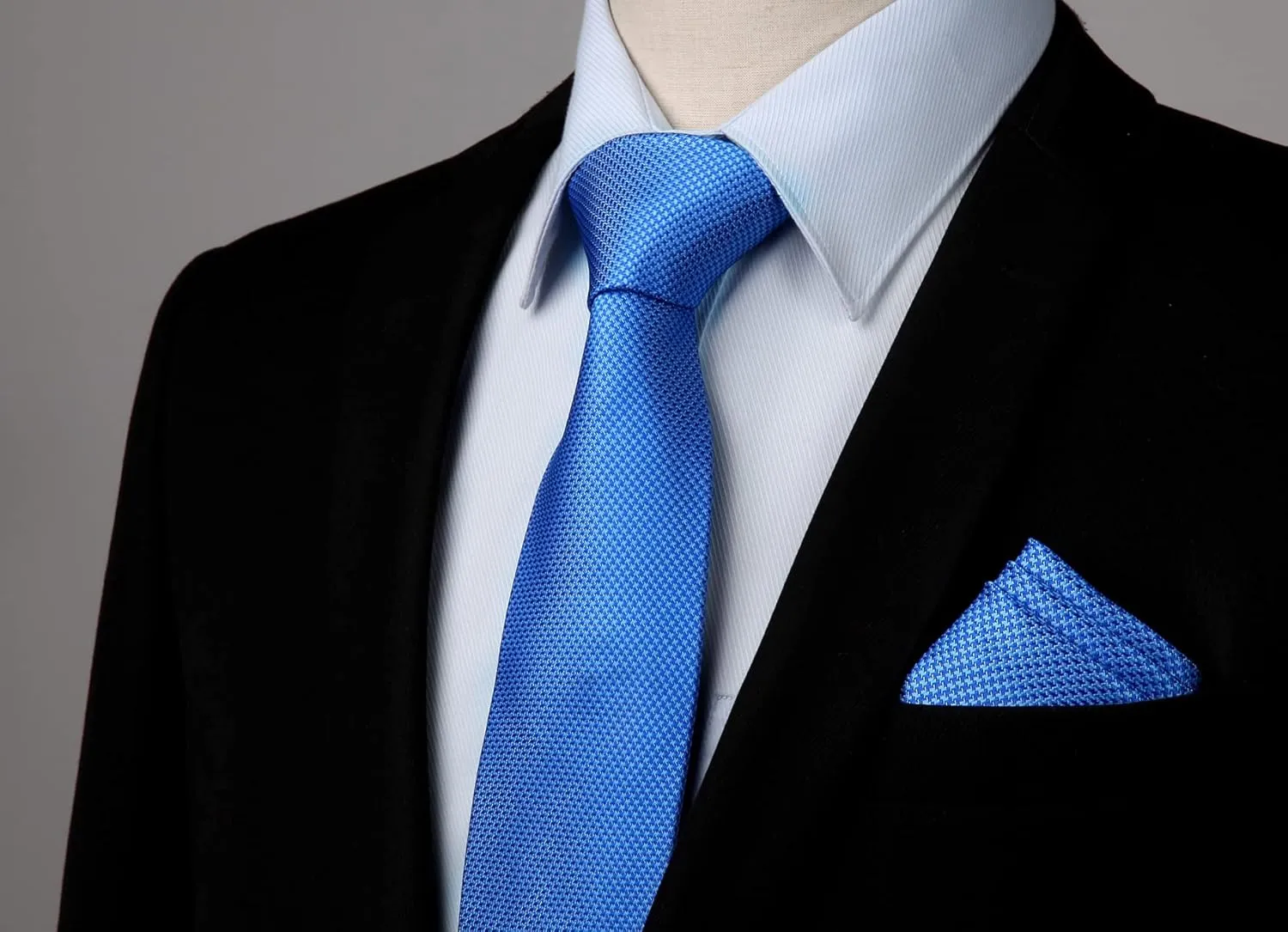 HISDERN Ties for Men Solid Houndstooth Neckties Handkerchief Formal Business Tie & Pocket Square Set Wedding Party