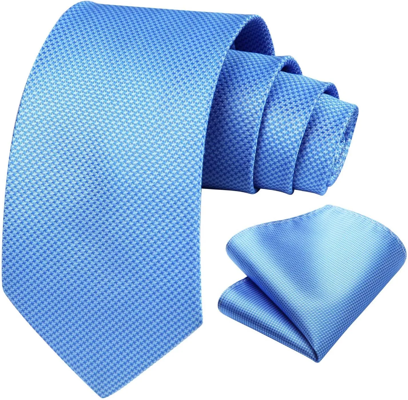 HISDERN Ties for Men Solid Houndstooth Neckties Handkerchief Formal Business Tie & Pocket Square Set Wedding Party