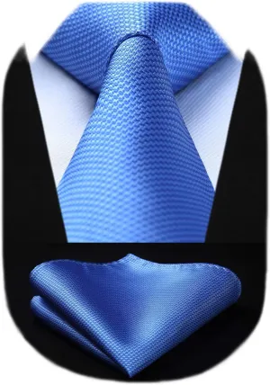 HISDERN Ties for Men Solid Houndstooth Neckties Handkerchief Formal Business Tie & Pocket Square Set Wedding Party