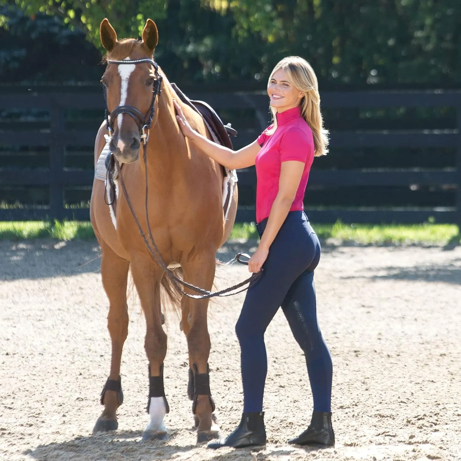 HORZE Grand Prix Womens Classic Silicone Knee Patch Equestrian Riding Breeches