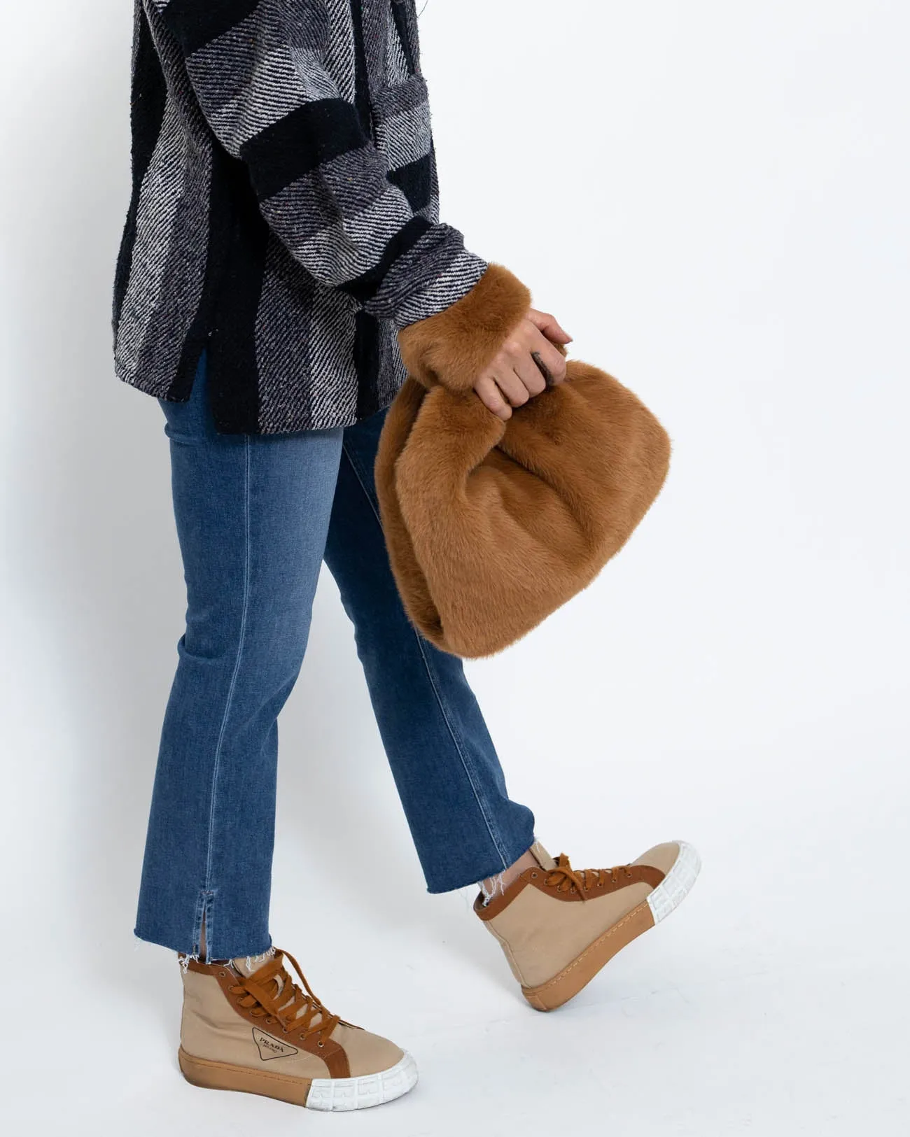 House of Harlow Brown Faux Fur Purse