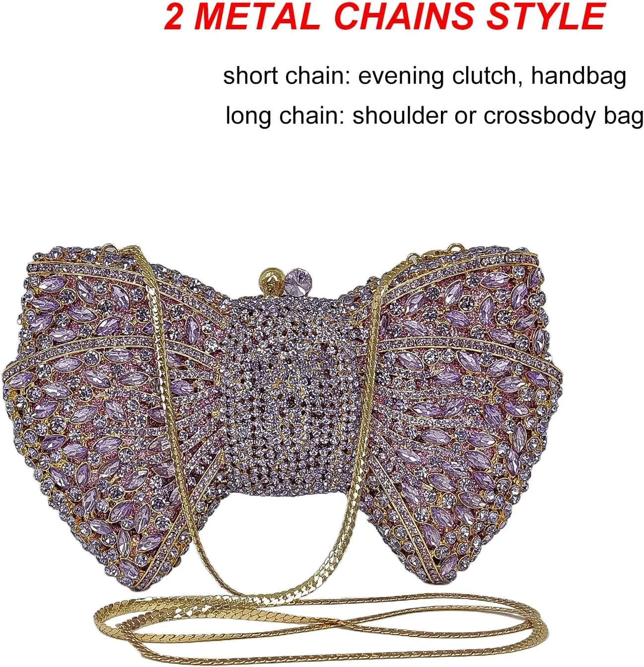 HUANG ZHUANG Bowknot Luxury Crystal Clutch Women Glitter Rhinestone Evening Bag for Party Wedding