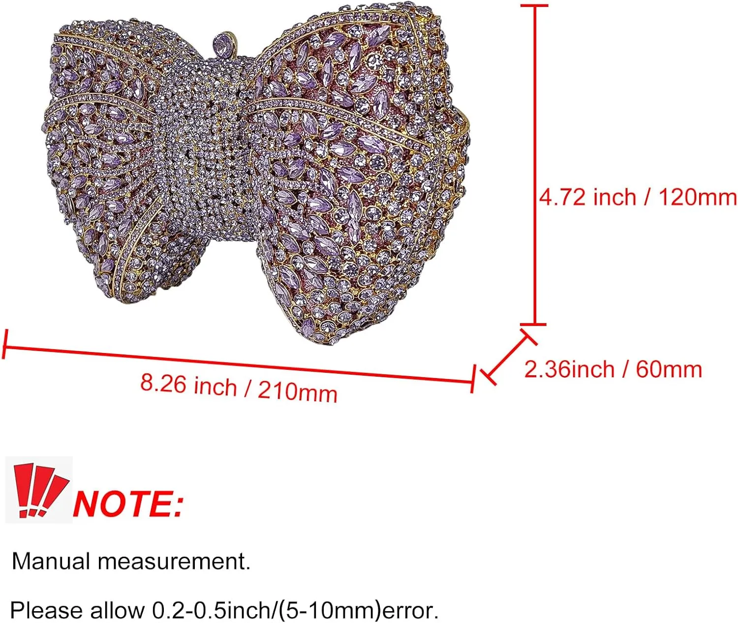 HUANG ZHUANG Bowknot Luxury Crystal Clutch Women Glitter Rhinestone Evening Bag for Party Wedding