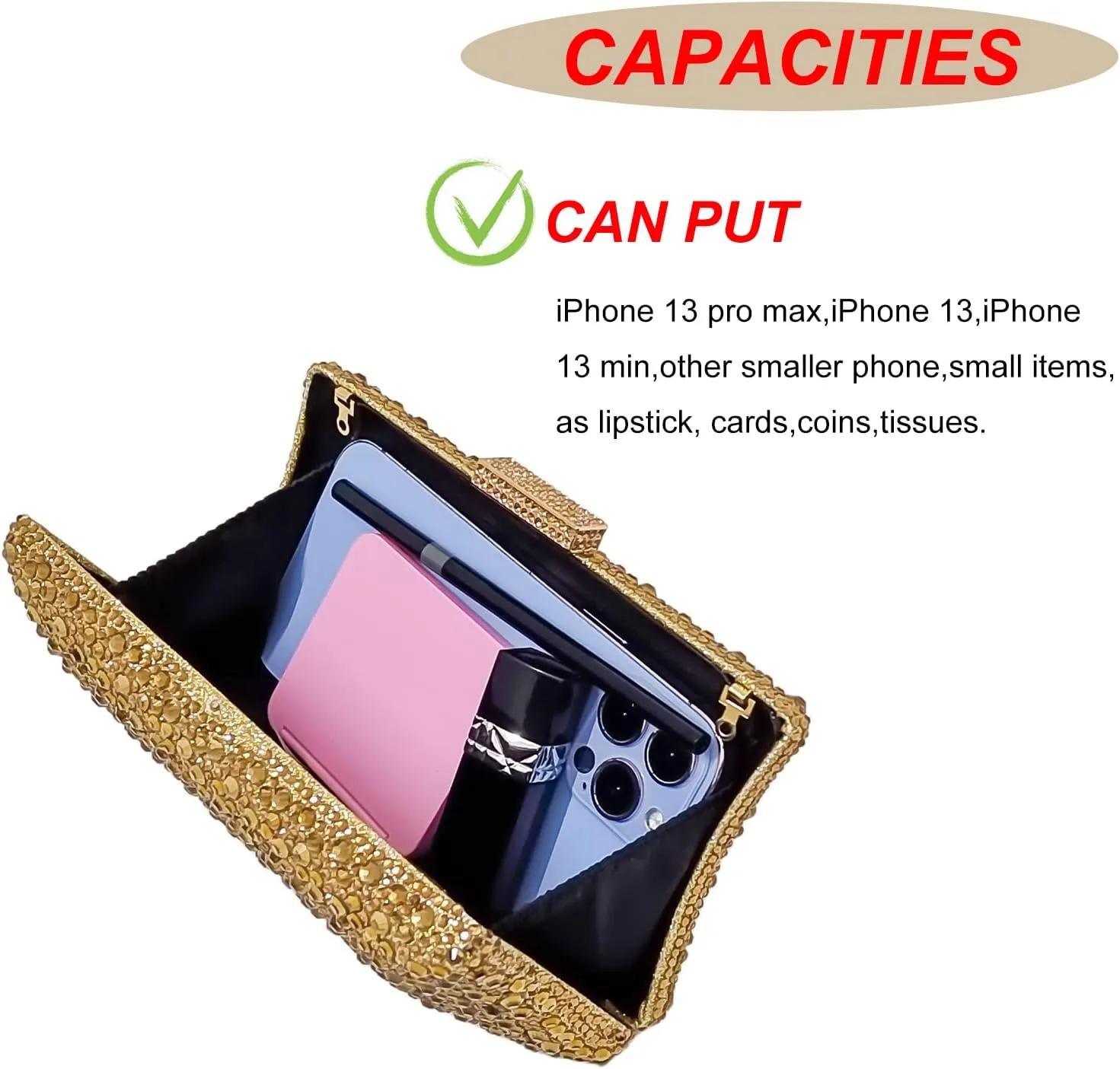 HUANG ZHUANG Sparkly Elegant Crystal Clutch Solid Rhinestone Handbags For Women Party Purse Bridal Prom Bag