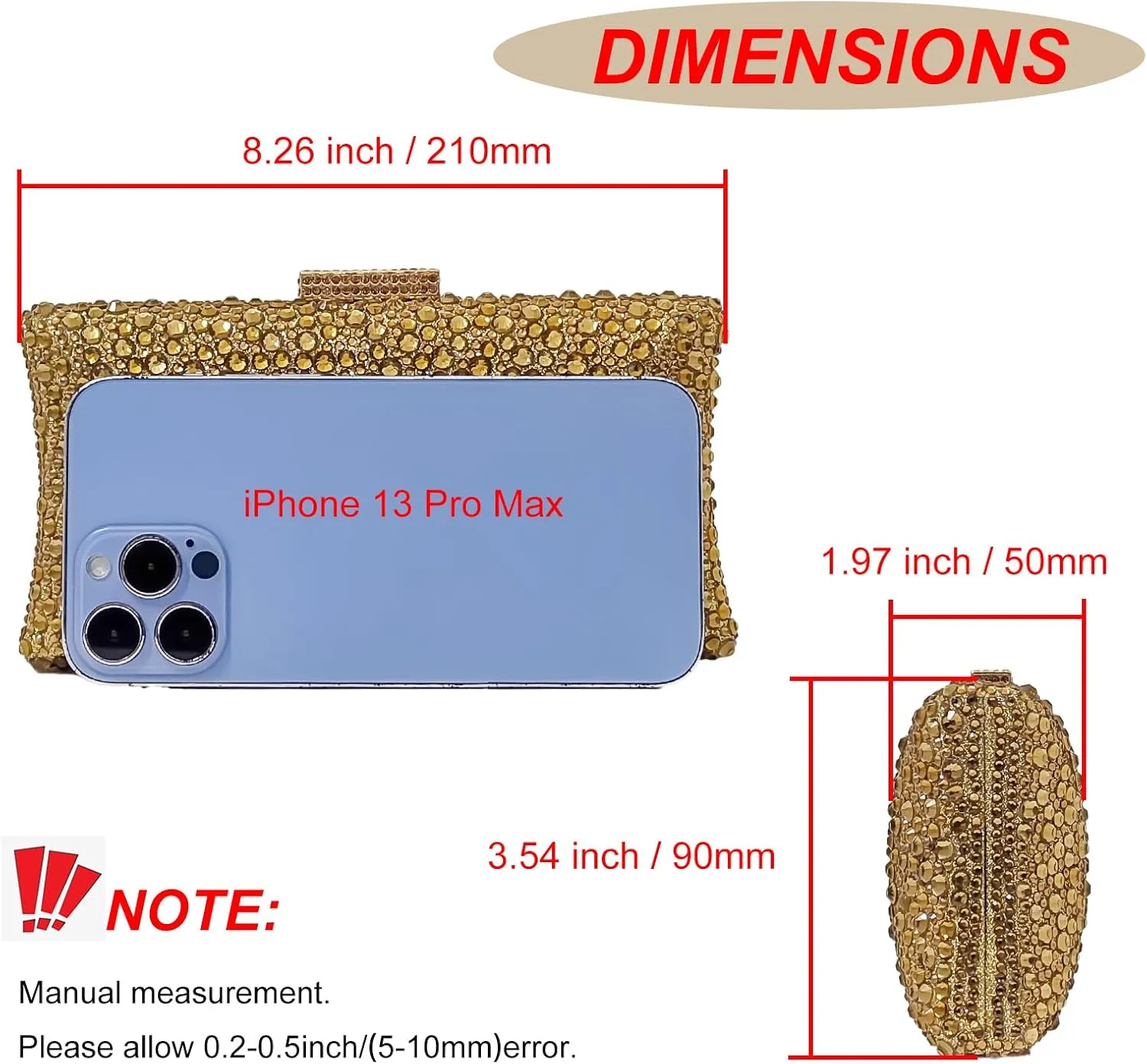 HUANG ZHUANG Sparkly Elegant Crystal Clutch Solid Rhinestone Handbags For Women Party Purse Bridal Prom Bag