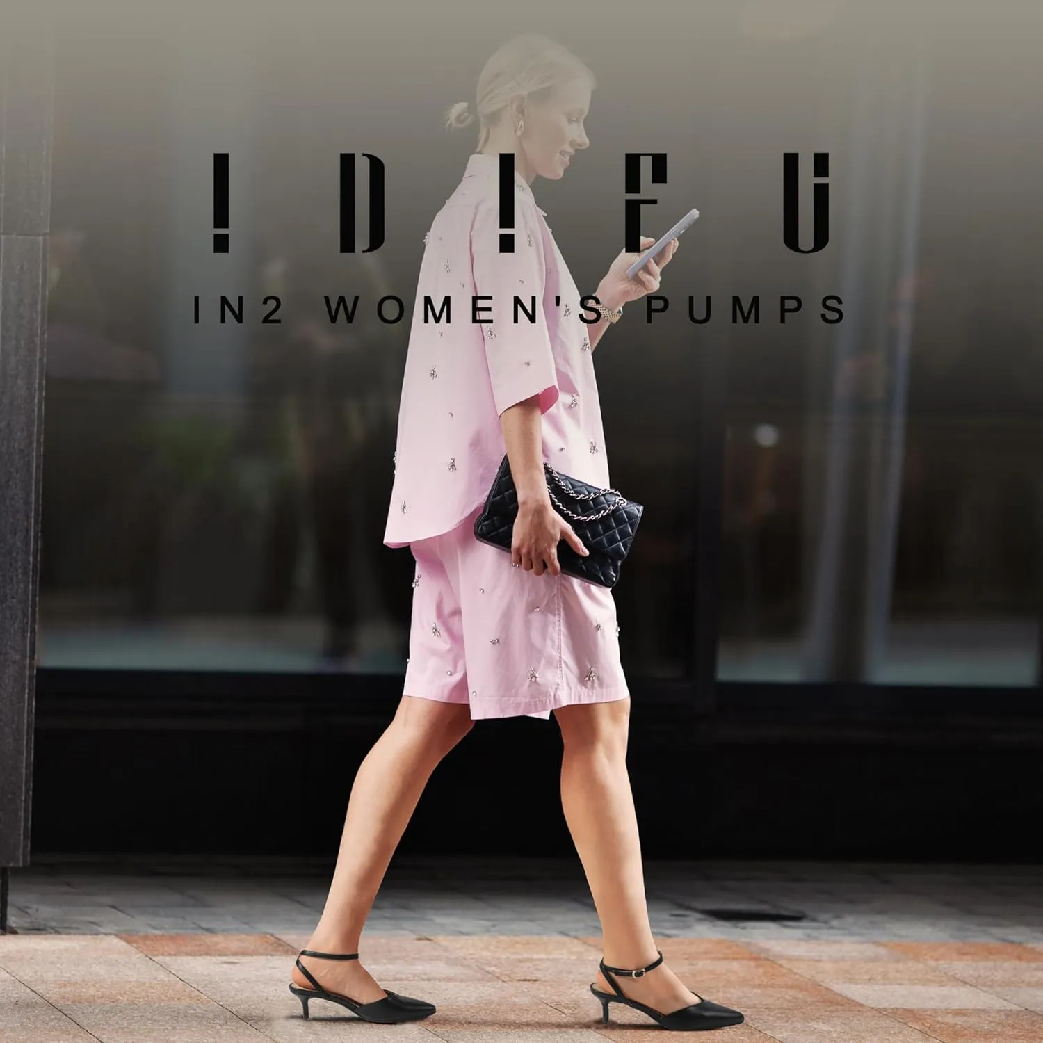 IDIFU IN2 Women's Pumps Closed Toe Kitten Heels Slingback Low Pointed Toe Short Ankle Strap Heels Wedding Bride Prom Bridal Work Dress Shoes for Women Comfortable Cute Trendy Pumps Shoes