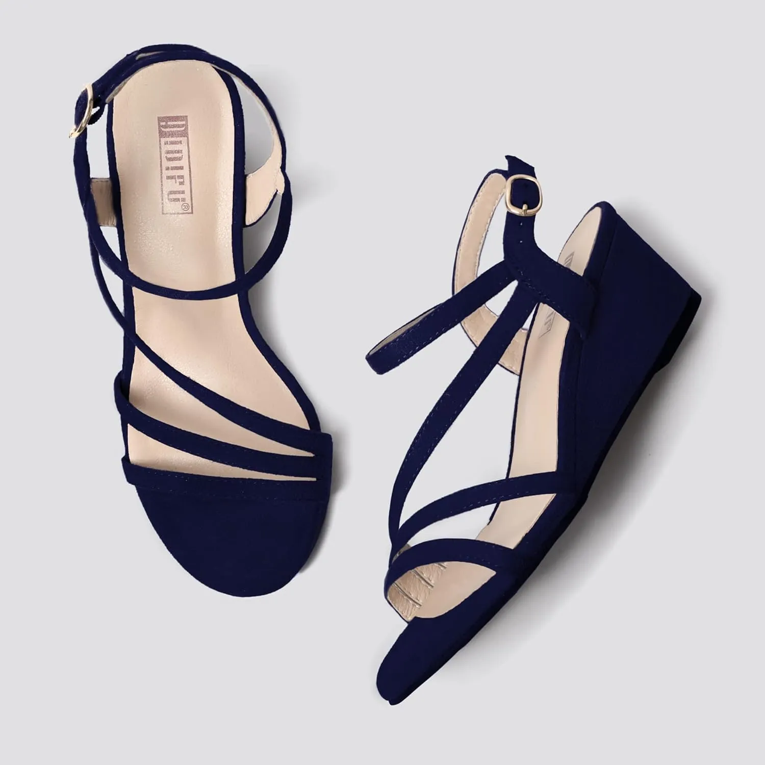 IDIFU Women's Wedge Heel Sandal Dress Low Strappy 2 Inch Open Toe Wedding Bridal Shoes for Woman Ladies Evening Formal