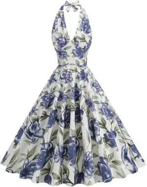 IDOPIP Women's 1950s Vintage Plaid Dress Retro Cocktail Swing Dress Prom Party Midi Dress Wedding Guest Outfit Gingham Gown