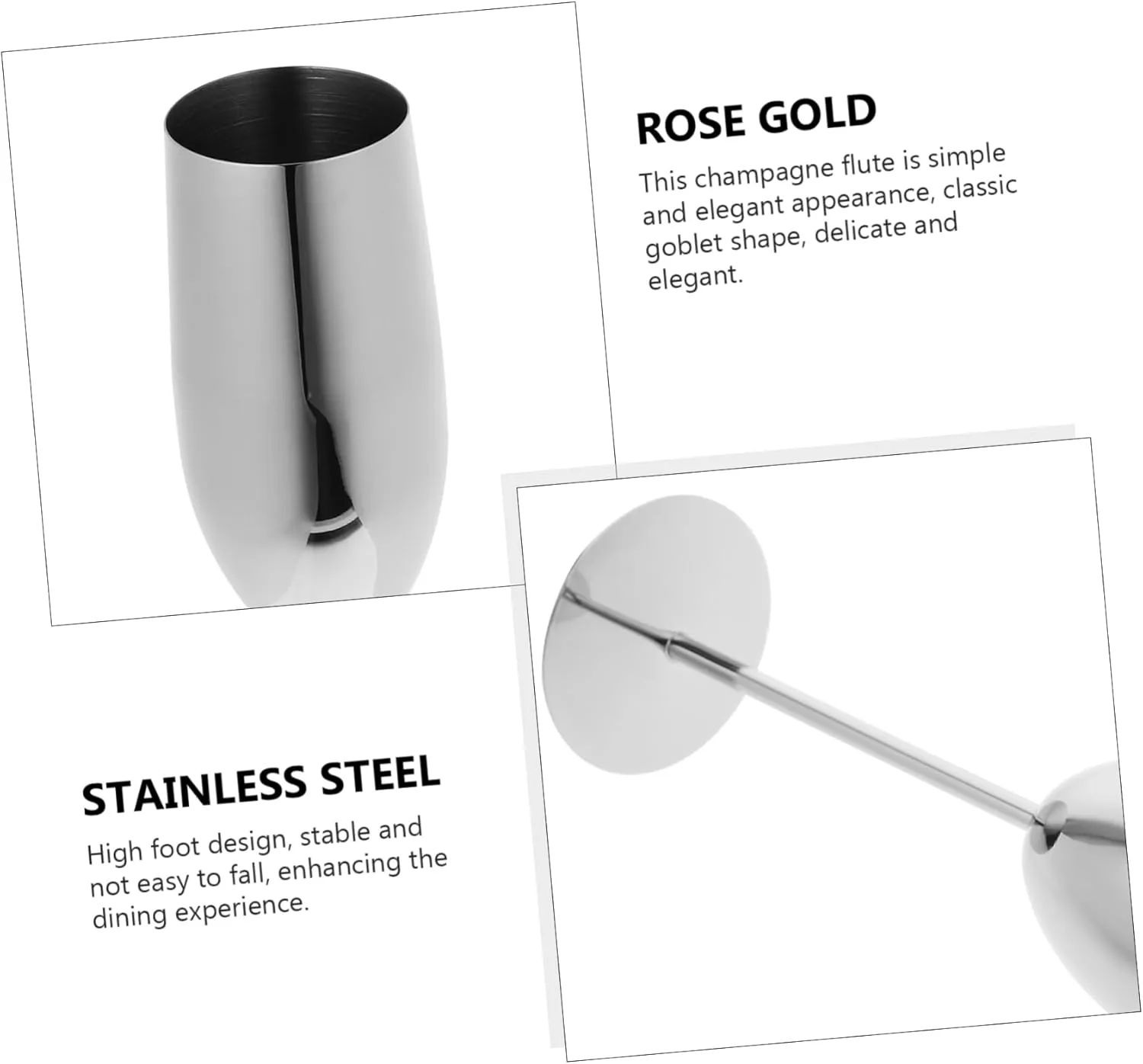 IMIKEYA Stainless Steel Glasses Goblet Flutes Unbreakable Glasses Wine Cocktail Fluted Wineglass Wine Glasses with Party Bar Cups Shot Glasses Silver