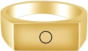 Initial A to Z Rectangular Frame Men's Signet Wedding Band Ring in 14K Yellow Gold Over Sterling Silver