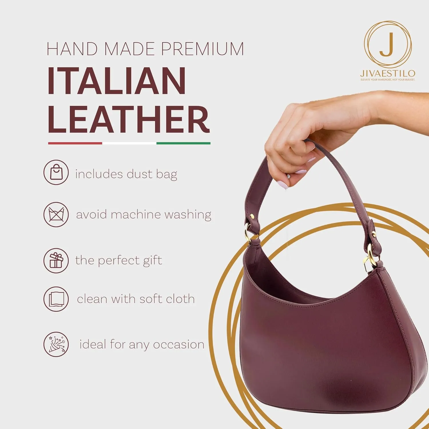 Italian Leather Handbags for Women, Women’s Shoulder Bag Tote Purse with Crossbody Strap,Handmade Genuine Leather