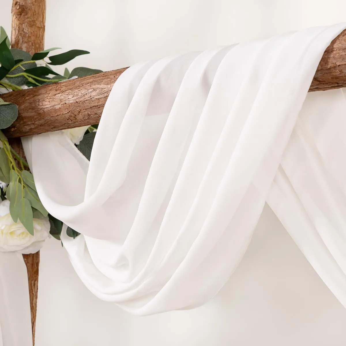 Ivory Wedding Arch Draping Fabric 2 Panels 30'' x 18FT Sheer Chiffon Arch Drapery for Bridal Shower Backdrop Outdoor Party Arches Church Ceremony Decoration