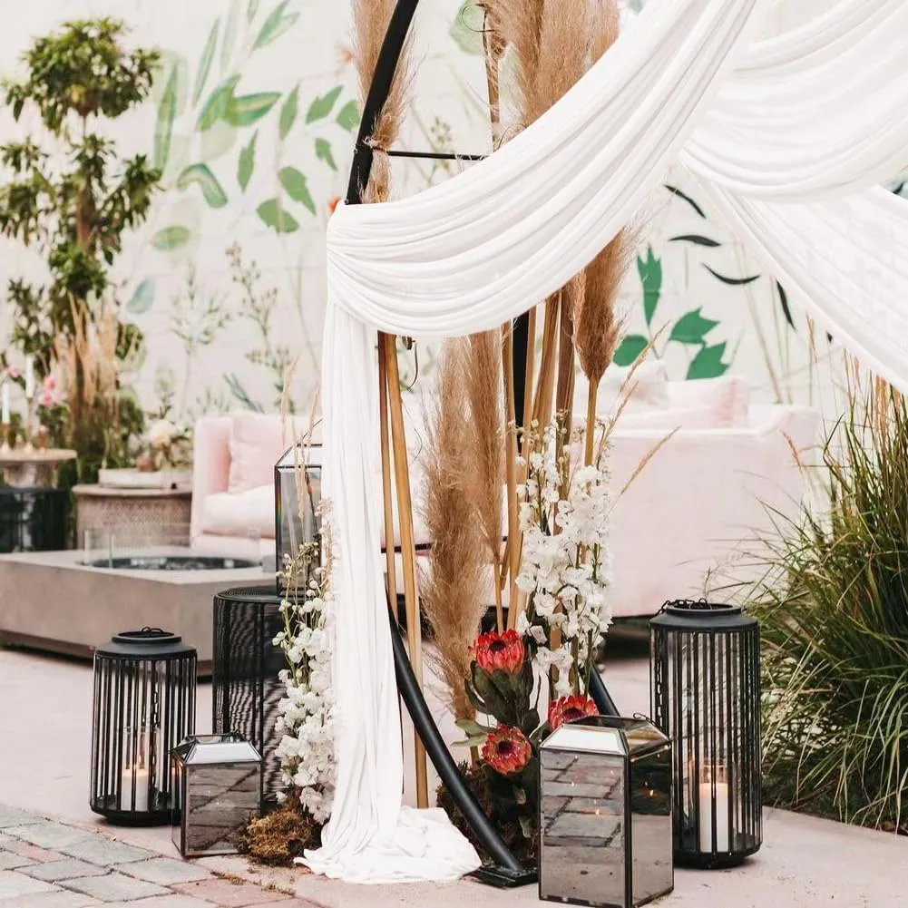 Ivory Wedding Arch Draping Fabric 2 Panels 30'' x 18FT Sheer Chiffon Arch Drapery for Bridal Shower Backdrop Outdoor Party Arches Church Ceremony Decoration