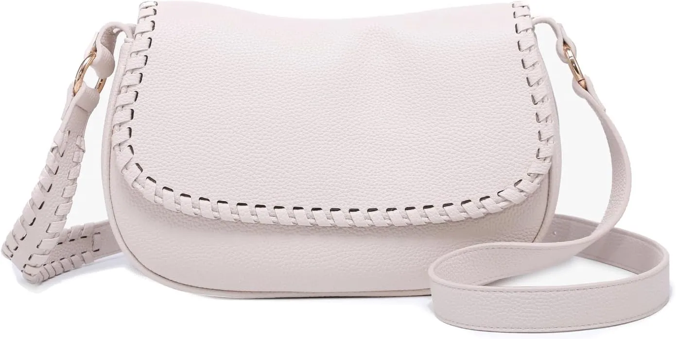 JEN & CO. Daia Whipstitch Flapover Crossbody Bag Vegan Leather Purses Shoulder Handbag for Women