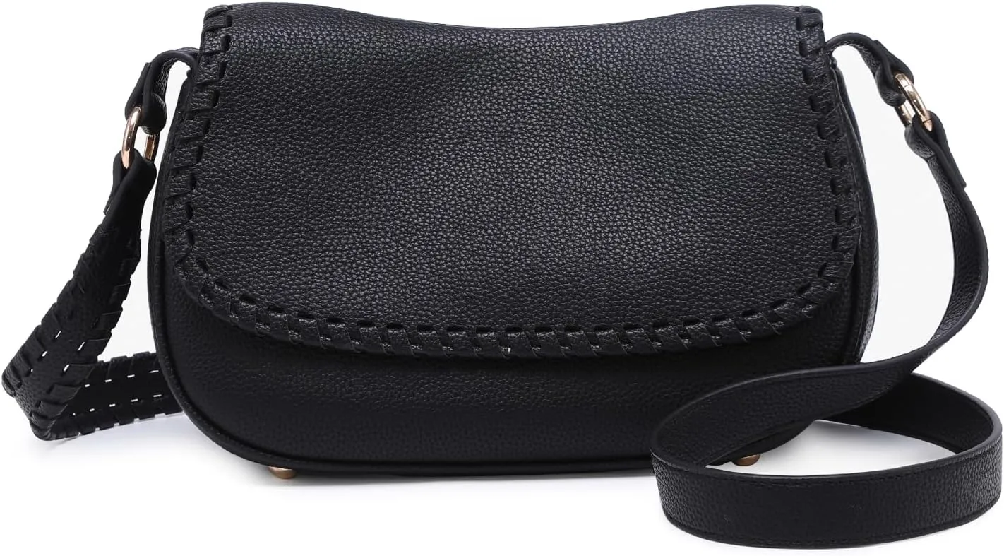JEN & CO. Daia Whipstitch Flapover Crossbody Bag Vegan Leather Purses Shoulder Handbag for Women